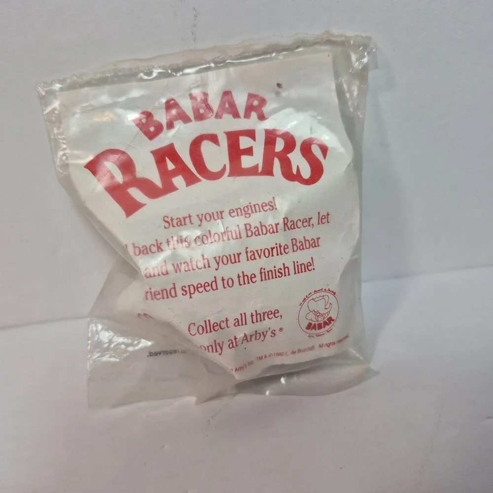 Babar Elephant Racers Arbys Kid Meal Toy Lot Pull Back Cars Vintage 1992 Green